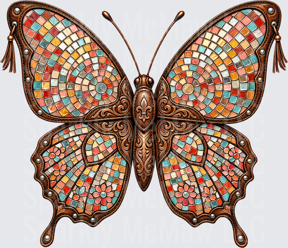 Mosaic Butterfly UV DTF Decal