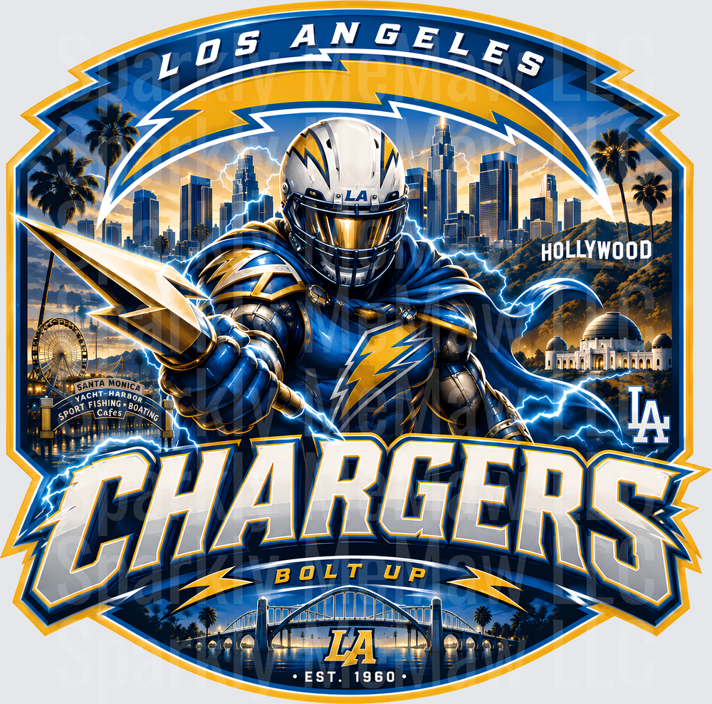 Los Angeles Chargers Bolt Up UV DTF Decal