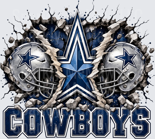Dallas Cowboys Star Helmets Exploding Wall is a DTF Transfer for Fabrics