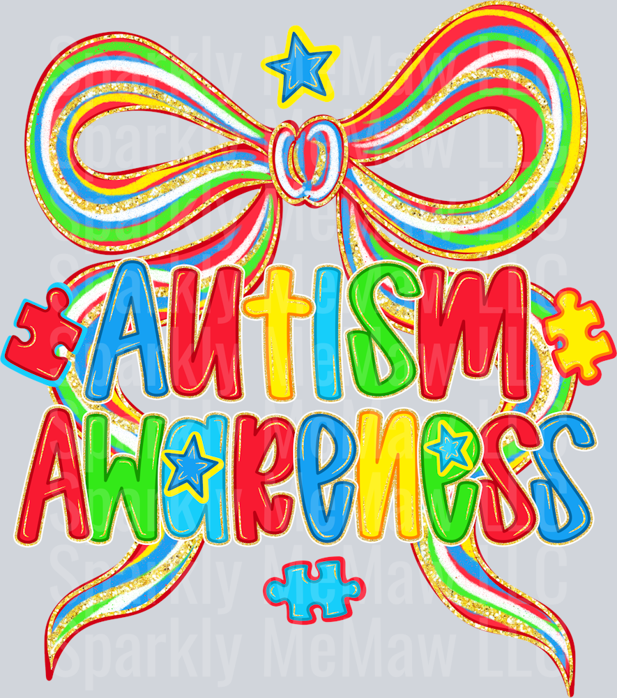 Autism Awareness Bow DTF Transfer