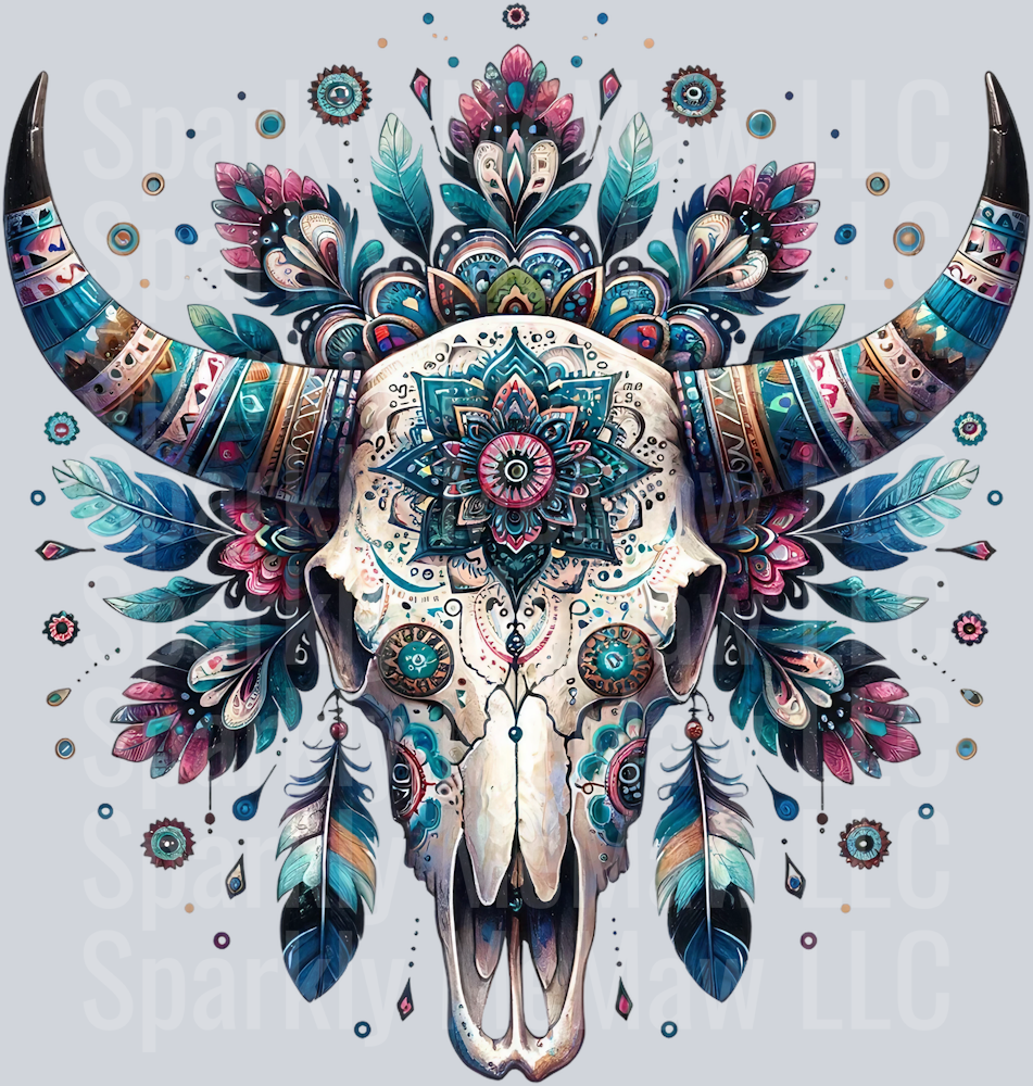 bull skull mandala 5 Clip Art UV DTF Decal