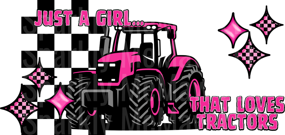 Just A Girl That Loves Tractors Pink Farm Equipment UV DTF Decal