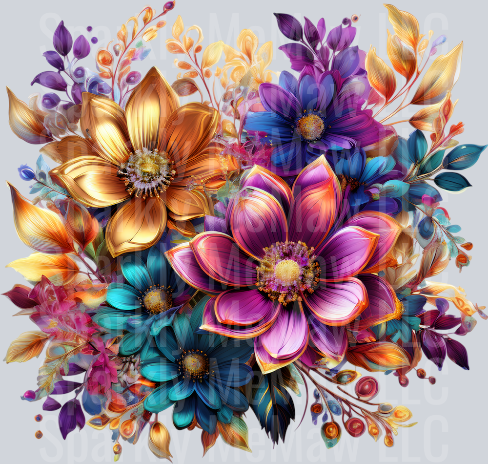 jewel tone floral clipart (49) UV DTF Decal