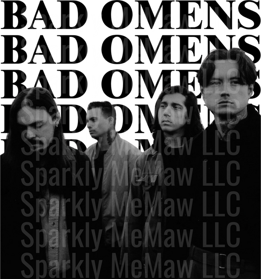 Bad Omens Band Portrait Black and White Typography UV DTF Decal