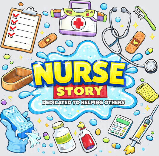 Nurse Story Medical Equipment Cartoon Design UV DTF Decal