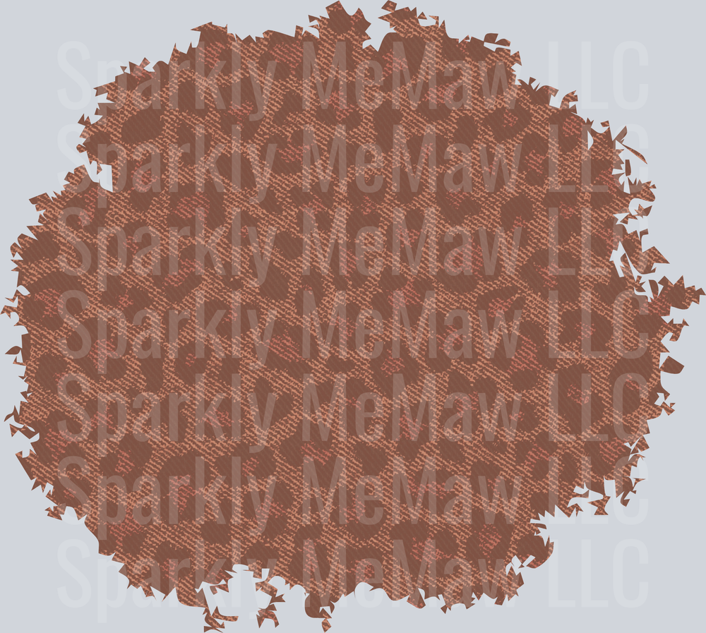 Distressed Brown Leopard Print Circle with Frayed Edges UV DTF Decal