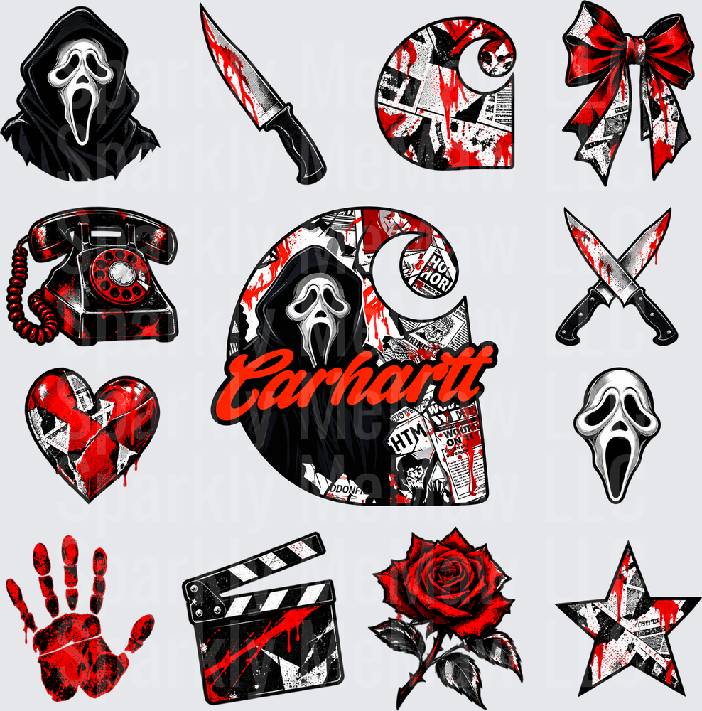 Ghostface Horror Icon Collection this is a 10 inch cut and stick UV Decal Sheet