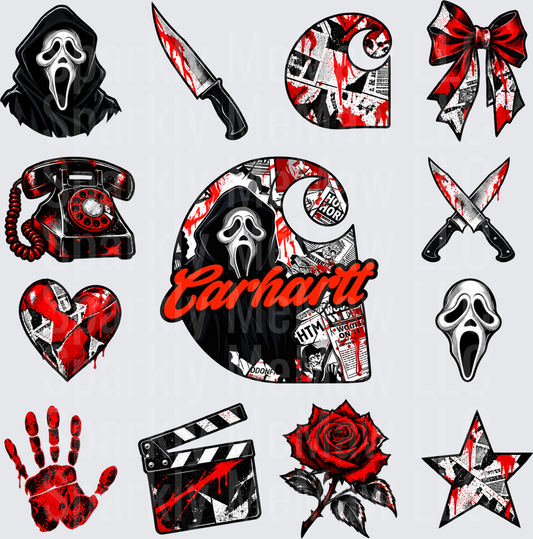Ghostface Horror Icon Collection this is a 10 inch cut and stick UV Decal Sheet
