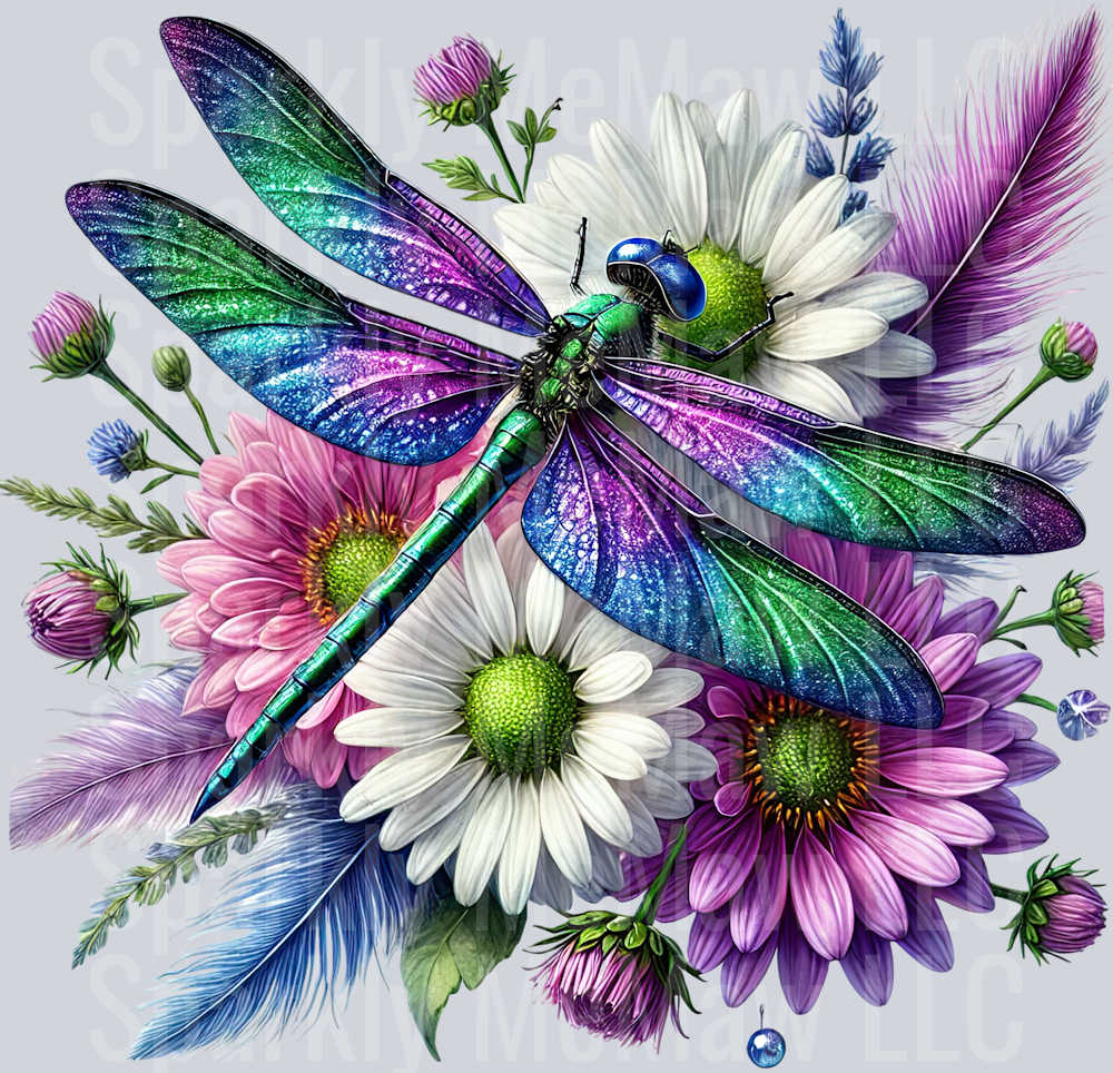 21 Floral Dragonfly UV DTF Clip Art Decal