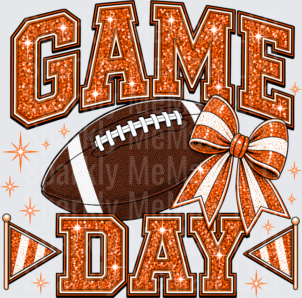 Game Day Football Glitter Bow UV DTF Decal