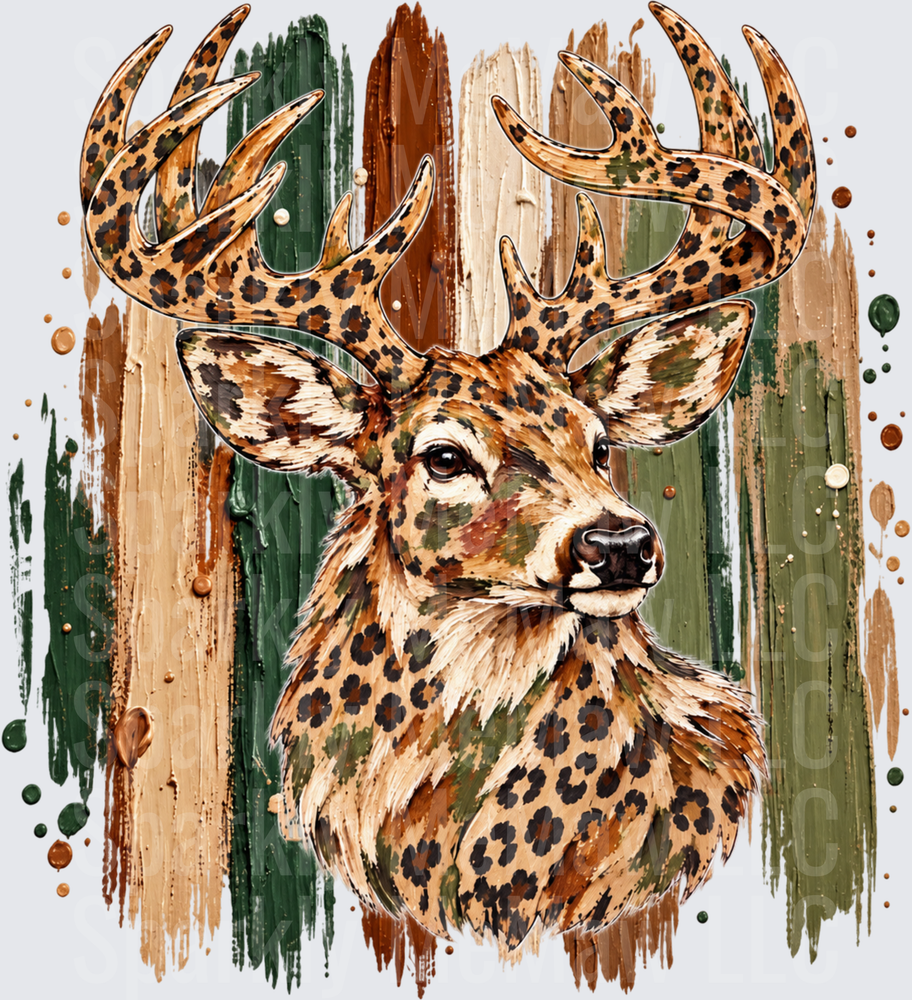Leopard Print Buck Deer UV DTF DECAL (HARD SMOOTH SURFACE)
