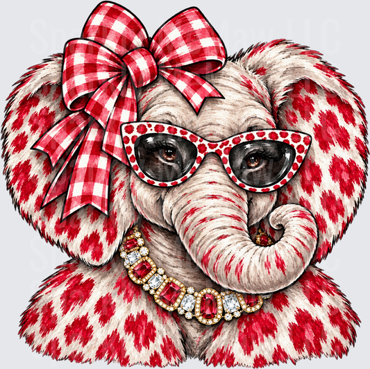 Glamorous Red Elephant DTF Transfer for Fabrics
