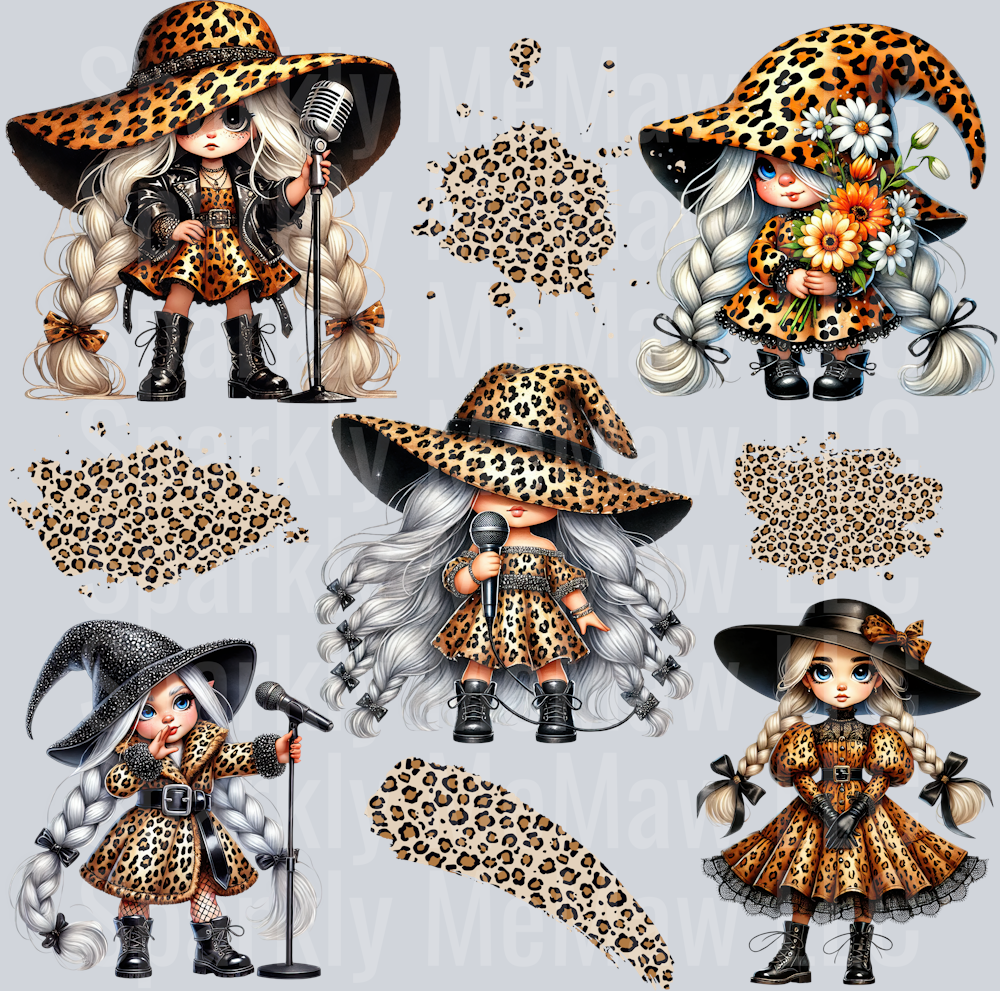 Leopard Print Gnome Girls 10x10 UV DTF Element Sheet
