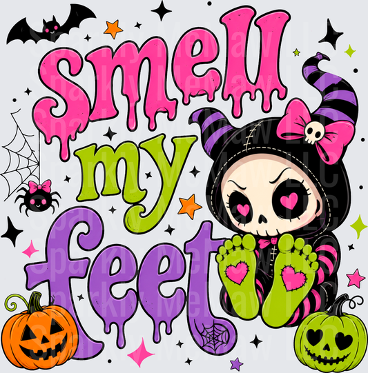 Smell My Feet Cute Skeleton Girl Halloween UV DTF Decal