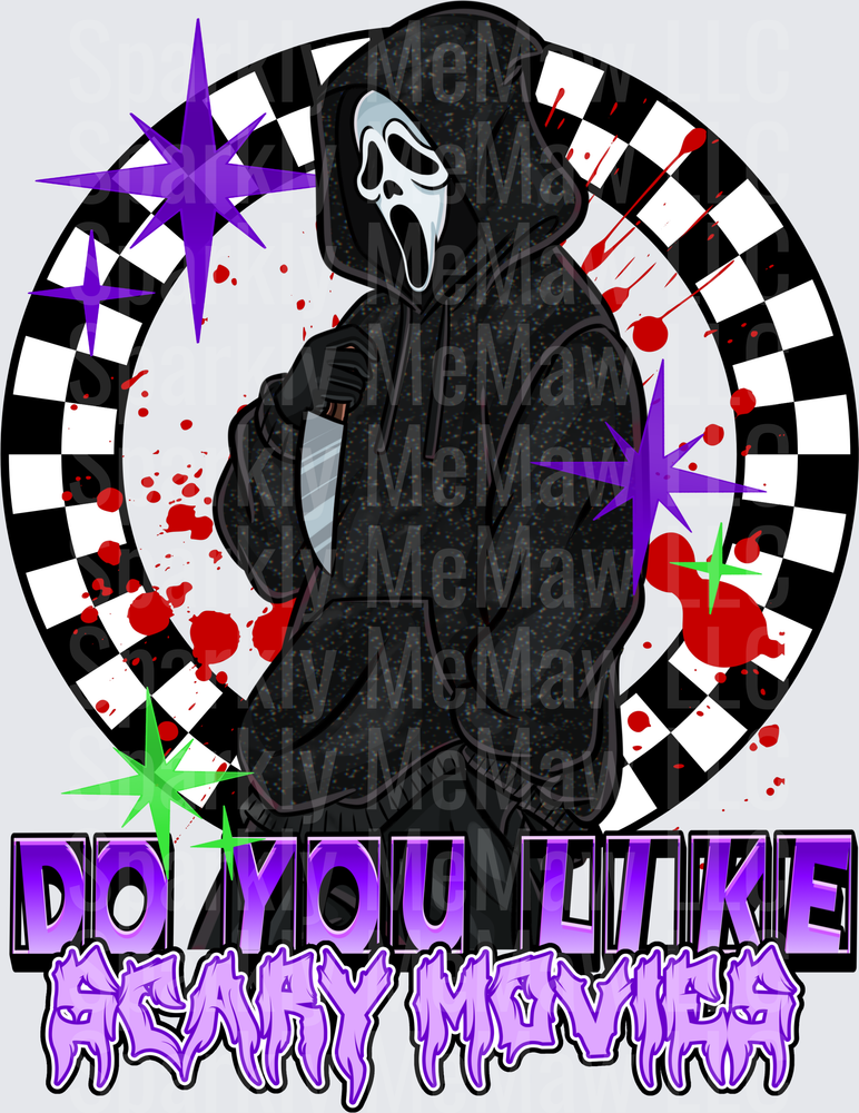 Ghostface Scream Killer Do You Like Scary Movies Horror Circle Design DTF Transfer for Fabric
