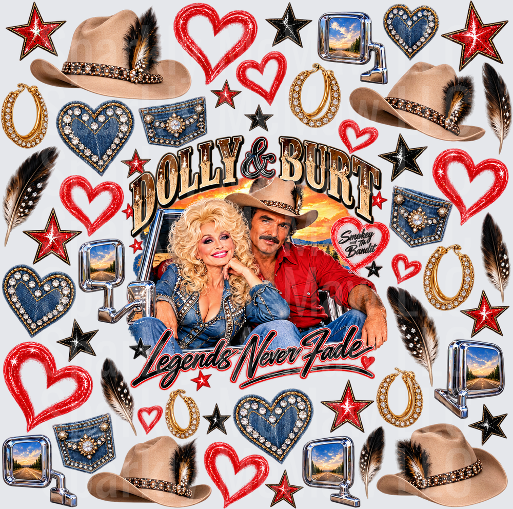 Dolly & Burt Legends Never Fade 10x10 UV DTF Cut and Stick Sheet