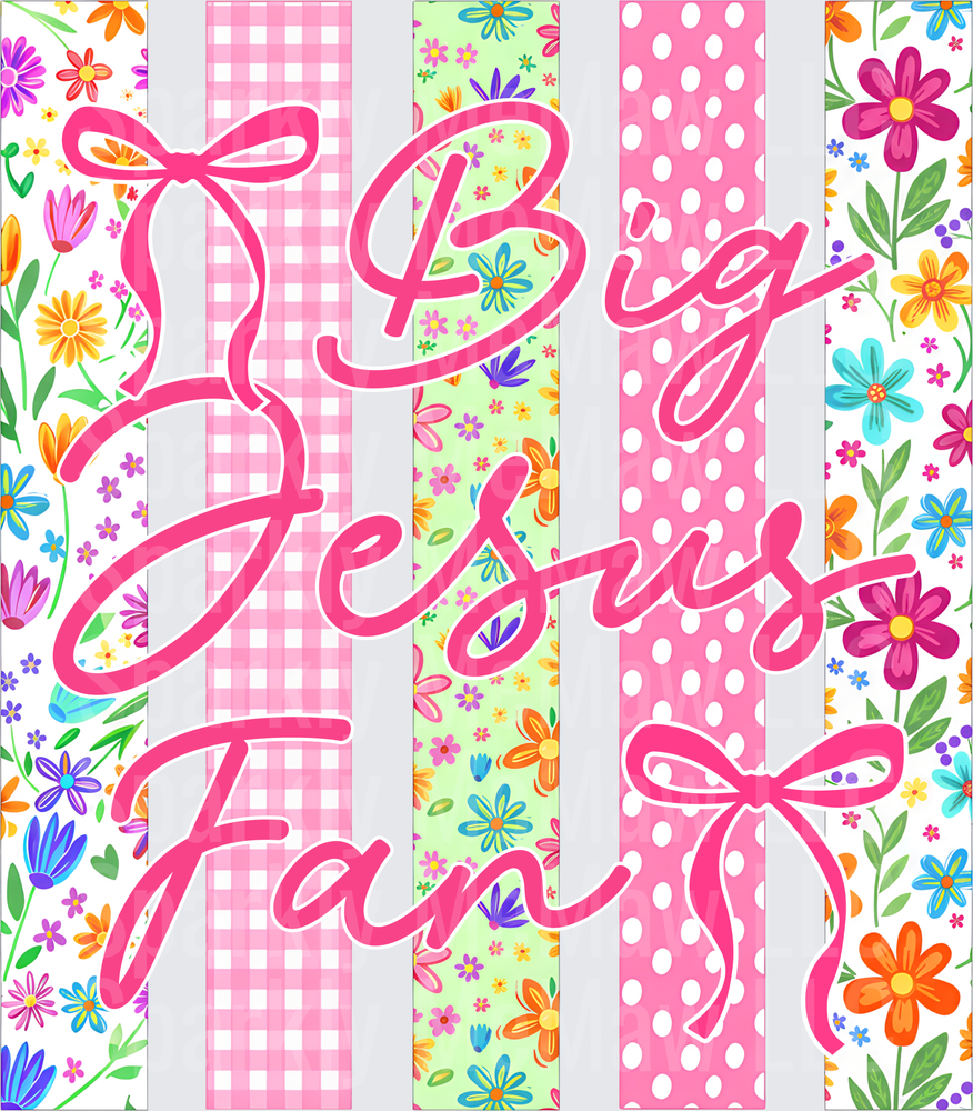 Big Day Pink Script Text with Colorful Floral Stripe Pattern UV DTF Decal