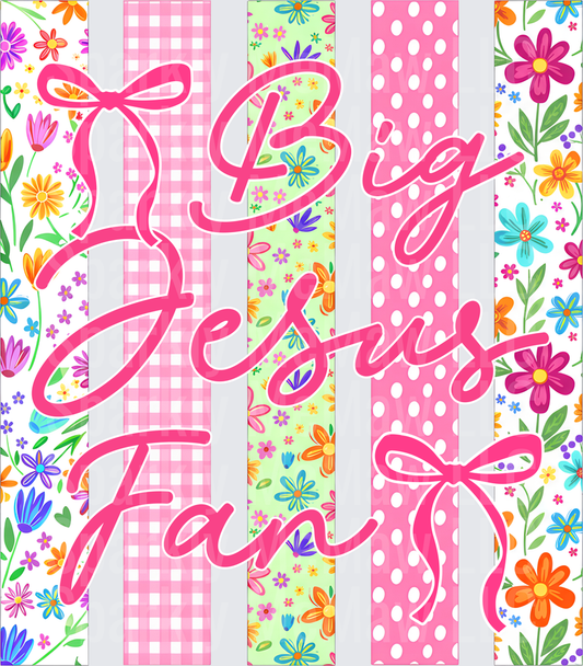 Big Day Pink Script Text with Colorful Floral Stripe Pattern UV DTF Decal