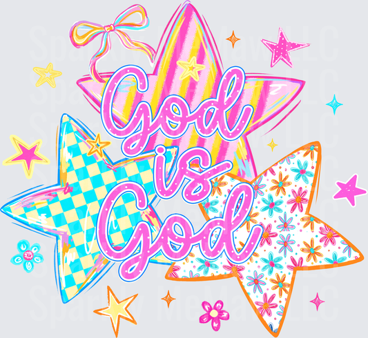 God vs God Inspirational Stars and Bow DTF Transfer for Fabric