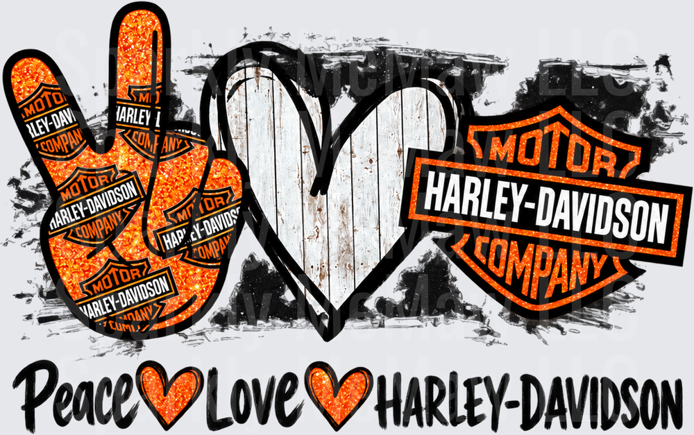 Peace Love Harley-Davidson DTF Transfer for Fabrics