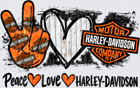 Peace Love Harley-Davidson DTF Transfer for Fabrics