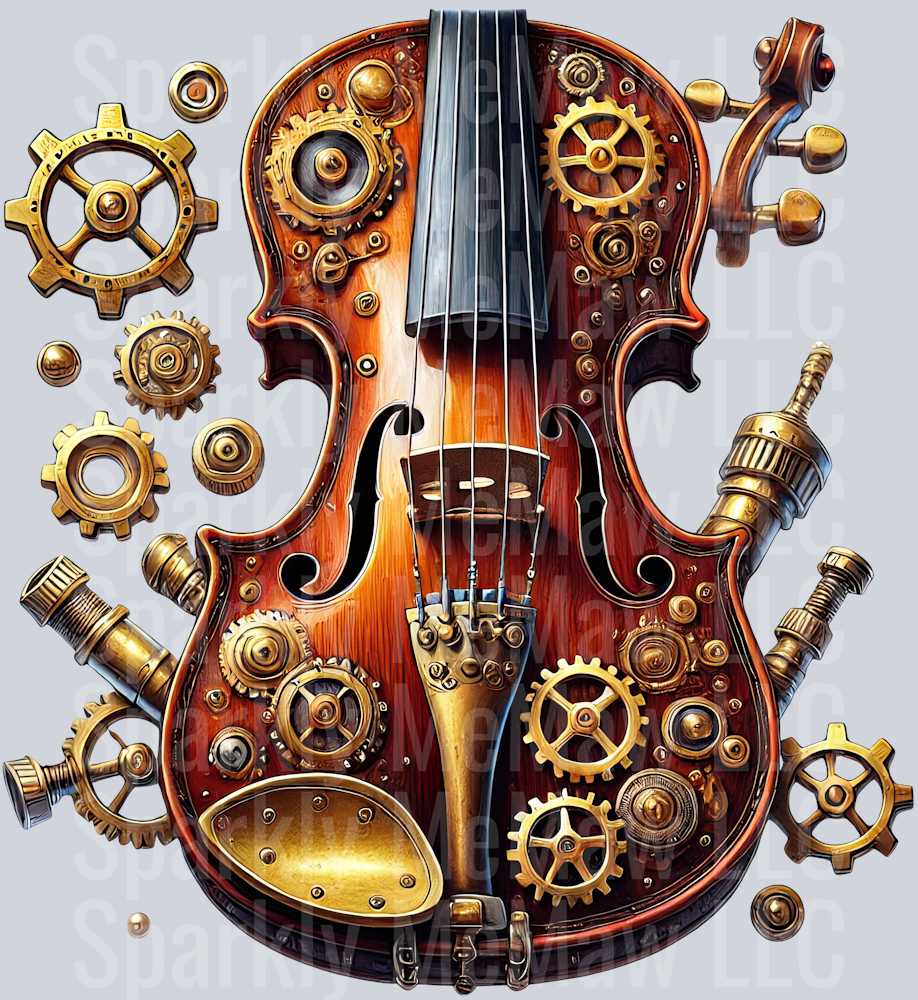 Musical Steampunk UV DTF Clip art Decal 36