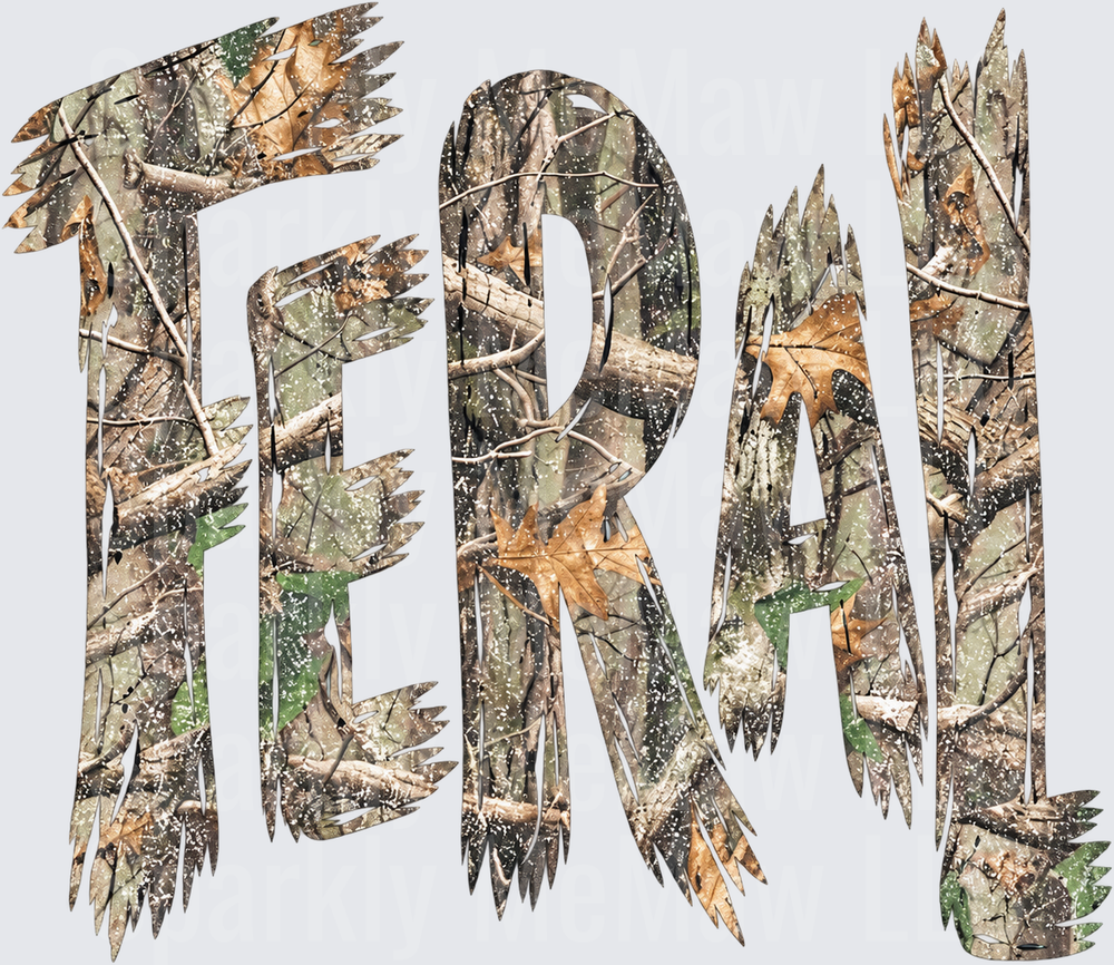 FERAL Realtree Camo Text this is a uv dtf Decal