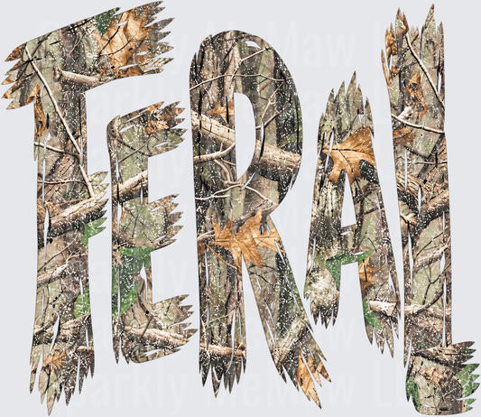 FERAL Realtree Camo Text this is a uv dtf Decal
