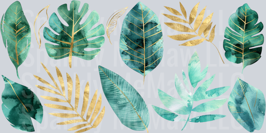 Monstera Leaves 16 oz Glass Tumbler Wrap-8