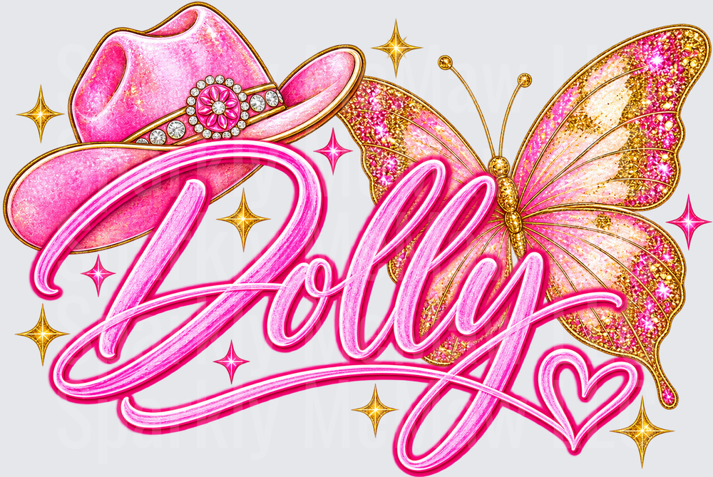 Dolly Pink Cowgirl Butterfly UV DTF Decal