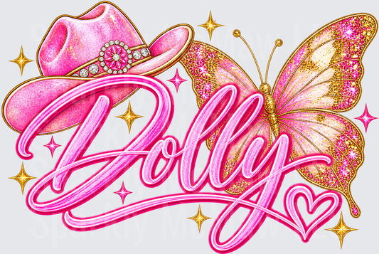 Dolly Pink Cowgirl Butterfly UV DTF Decal