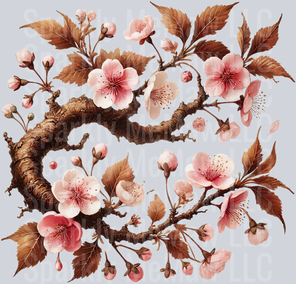 8 Cherry Blossoms Clip Art UV DTF Decal