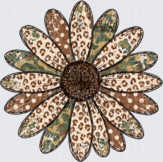Leopard Camo Sunflower DTF Transfer for Fabrics
