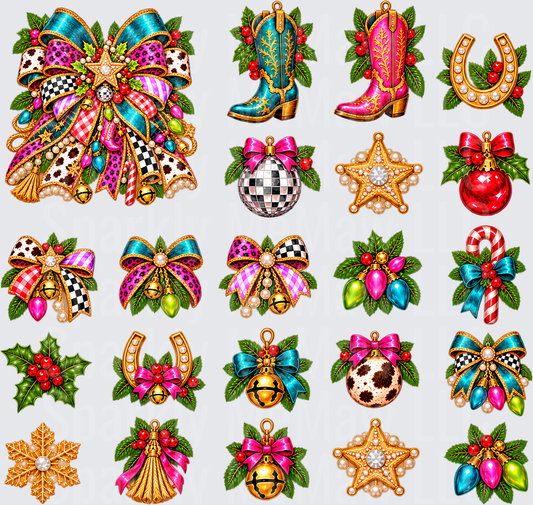Western Christmas Cowgirl Holiday Icons this is a 10x10 Cut and stick uv Sheet