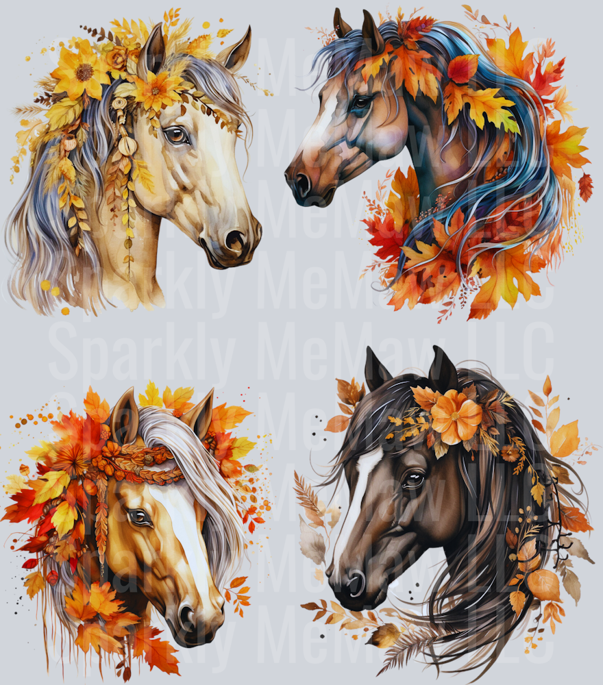 Autmn.Horses.UV DTF Element Sheet