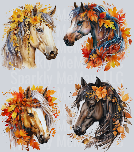 Autmn.Horses.UV DTF Element Sheet