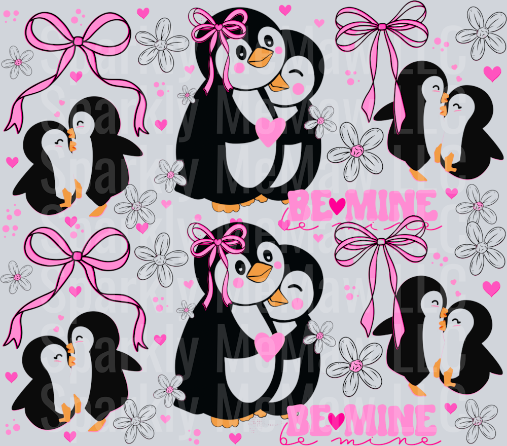 Be Mine Penguins 10 inch UV DTF Element Sheet