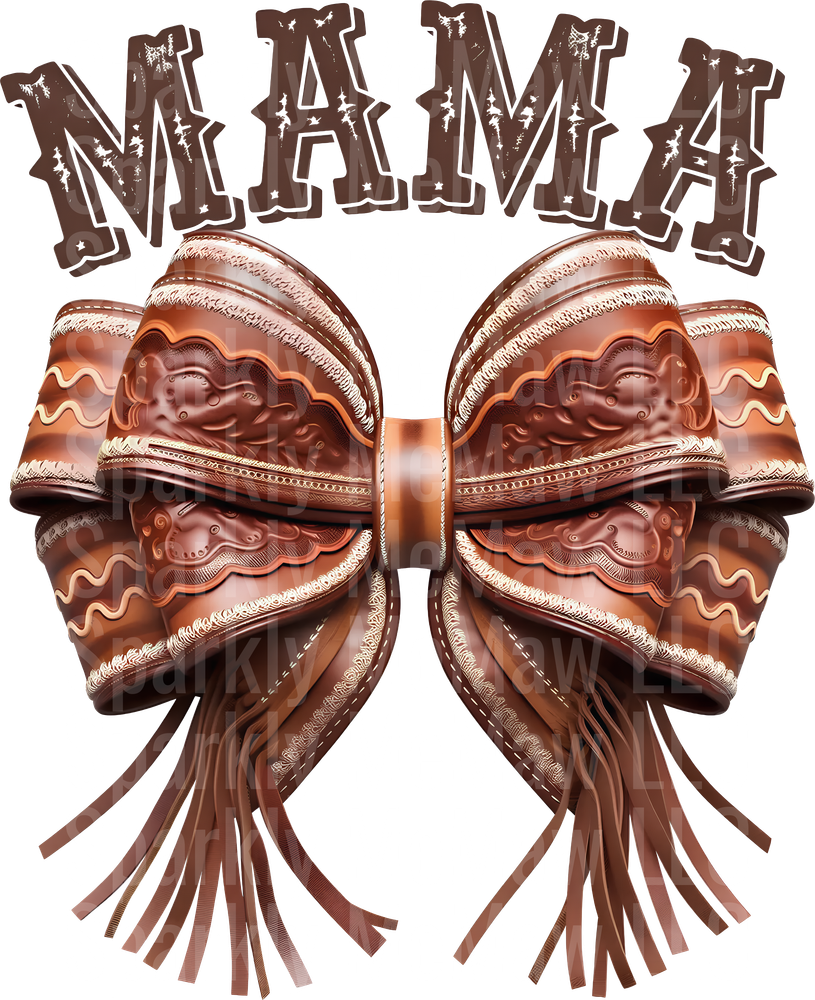 Mama Leather Western Bow with Fringe UV DTF Decal