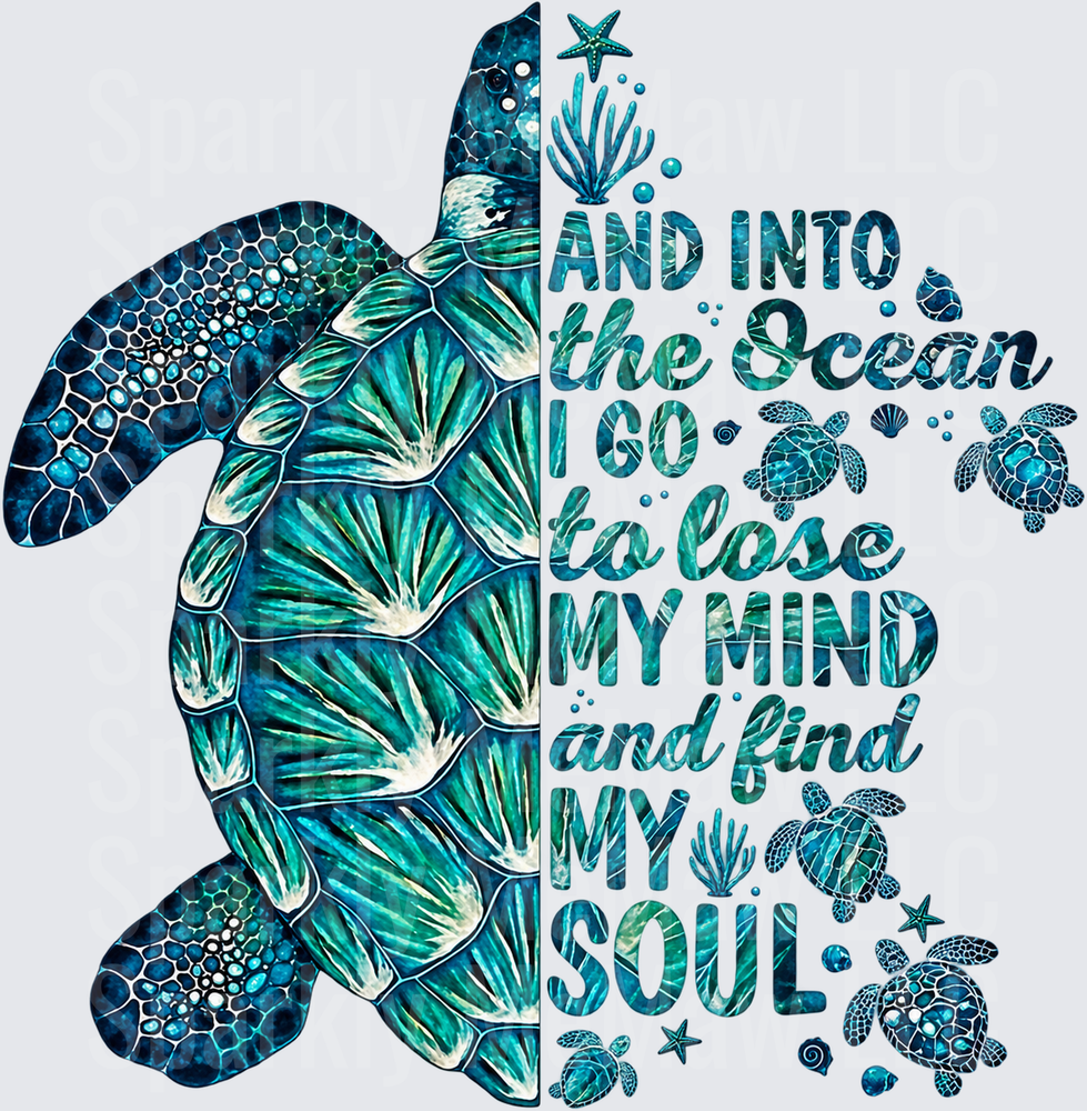 Teal Sea Turtle Ocean Soul DTF Transfer for Fabrics
