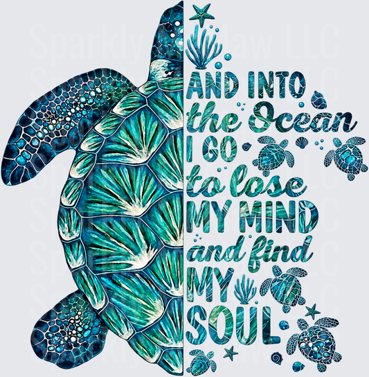 Teal Sea Turtle Ocean Soul DTF Transfer for Fabrics