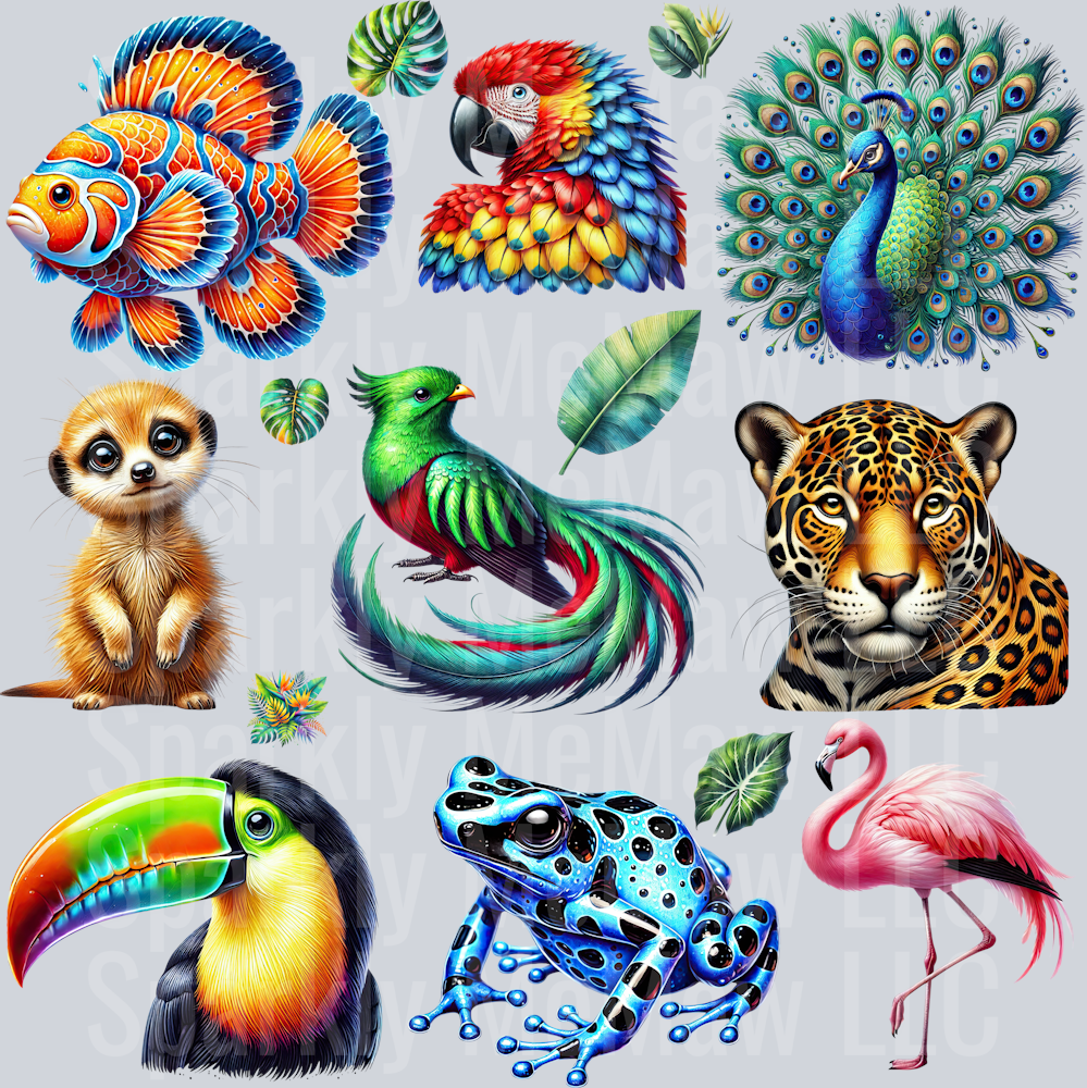 Exotic Animals #1 10x10 UV DTF Element Sheet