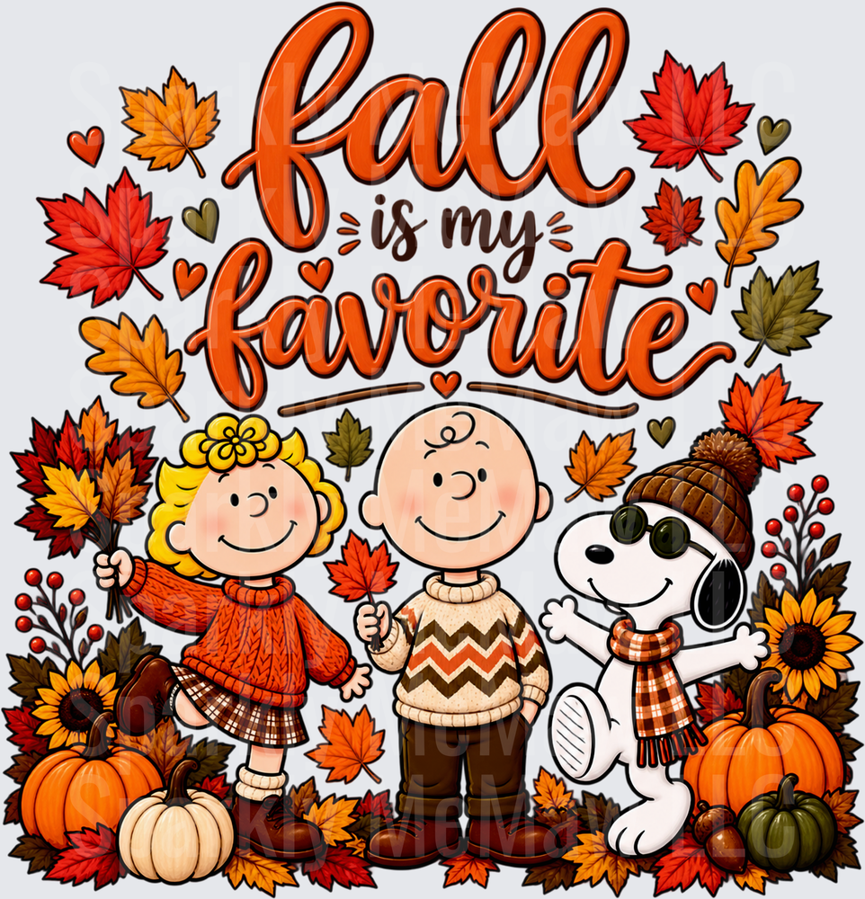 Sally Charlie Brown Snoopy Fall Favorite UV DTF Decal