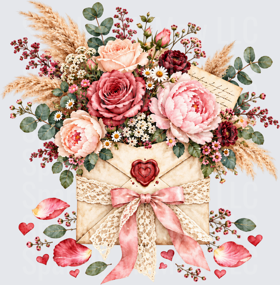 Floral Love Letter Envelope UV DTF Decal