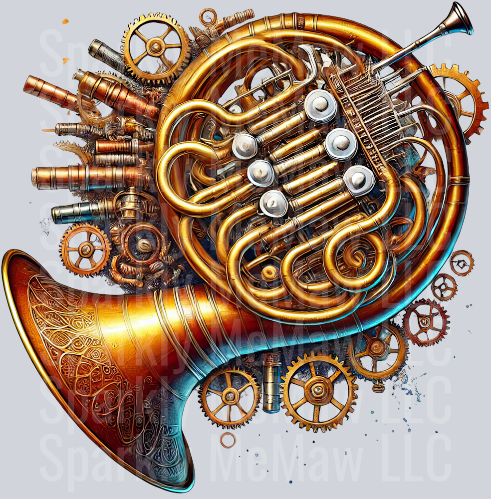 Musical Steampunk UV DTF Clip art Decal 21