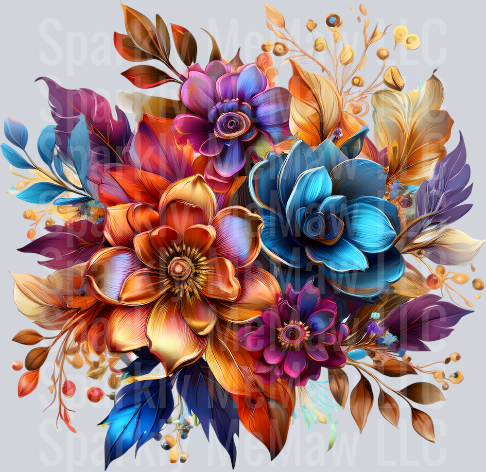 jewel tone floral clipart (81) UV DTF Decal