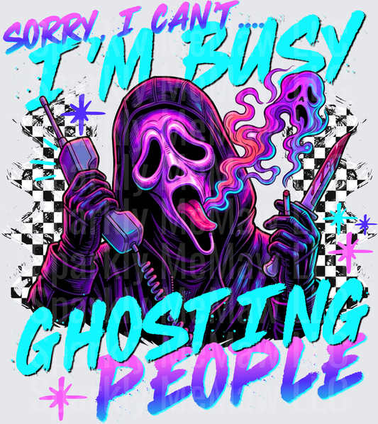 Sorry I Can't I'm Busy Ghosting People Ghostface Scream UV DTF Decal