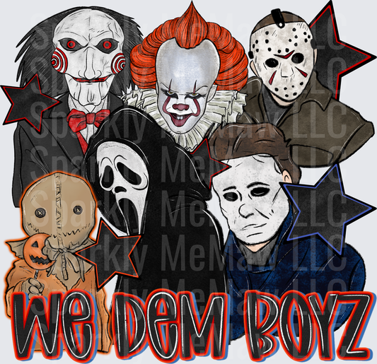 We Dem Boyz Horror Icons Billy Jigsaw Pennywise Jason Voorhees Ghostface Michael Myers Sam Group DTF Transfer for fabrics