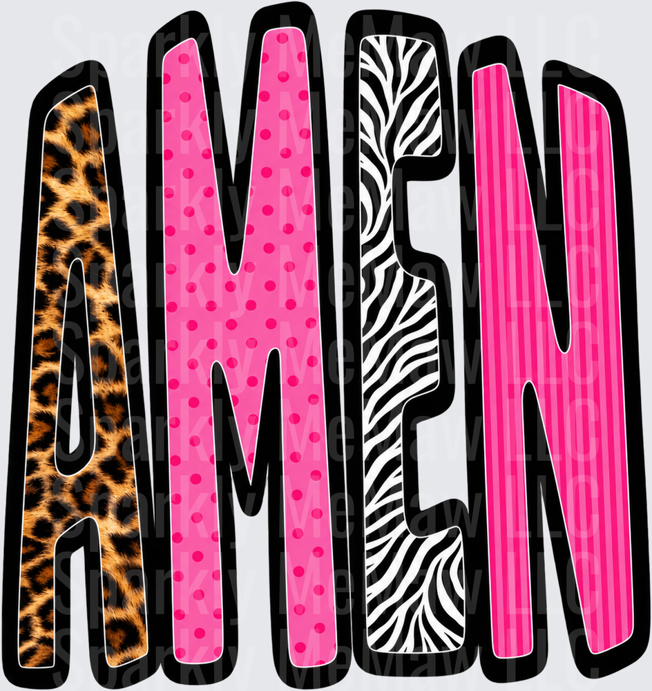 AMEN Bold Mixed Pattern UV DTF Decal