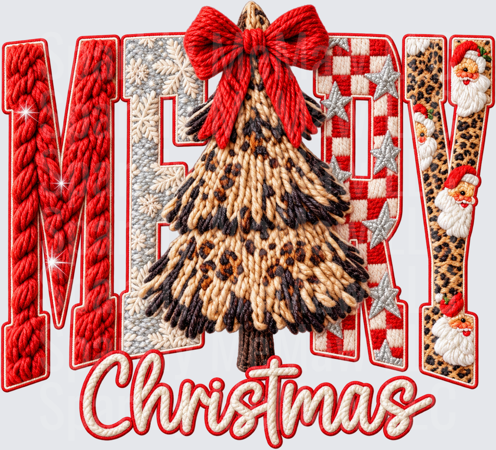 Merry Christmas Leopard Tree Design UV DTF DECAL (HARD SMOOTH SURFACE)