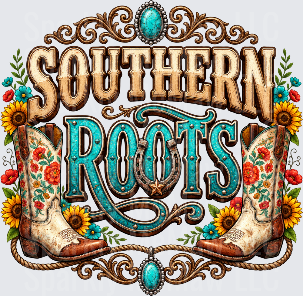Southern Roots Cowboy Boots DTF Transfer for Fabrics